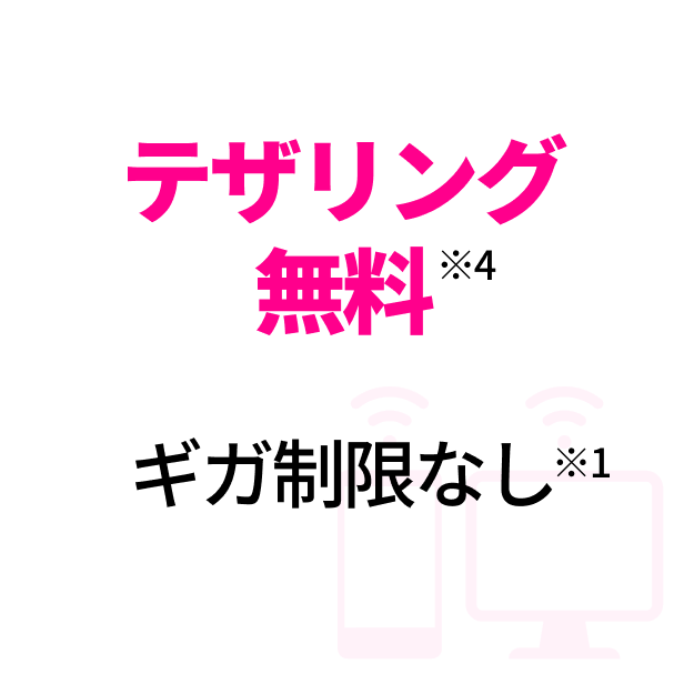 テザリング無料※4 ギガ制限なし※1