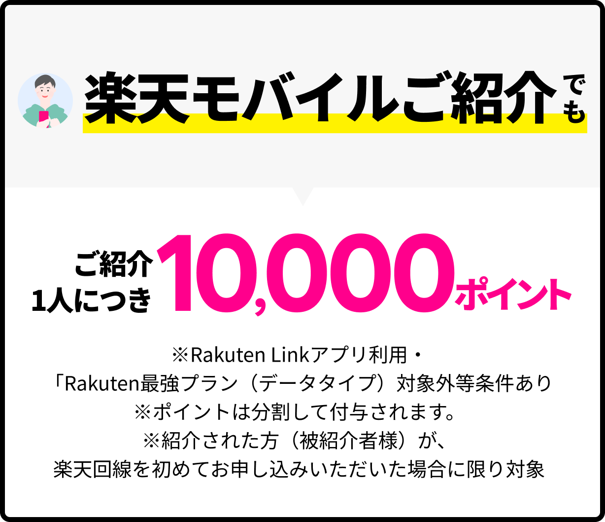 楽天モバイルご紹介でもご紹介1人につき10,000ポイント