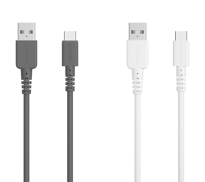USB Type-A to Type-C シリコンケーブル 2m（ブラック/ホワイト）