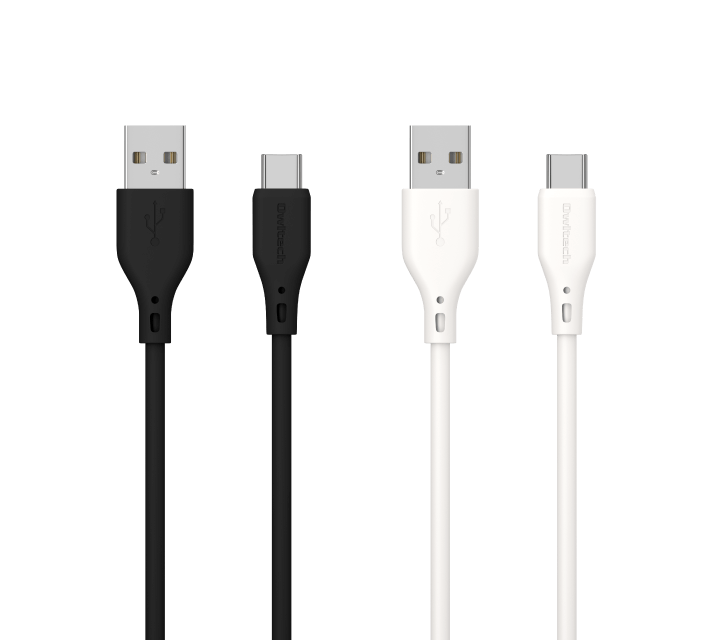 USB Type-A to Type-C シリコンケーブル 1m（ブラック/ホワイト）​