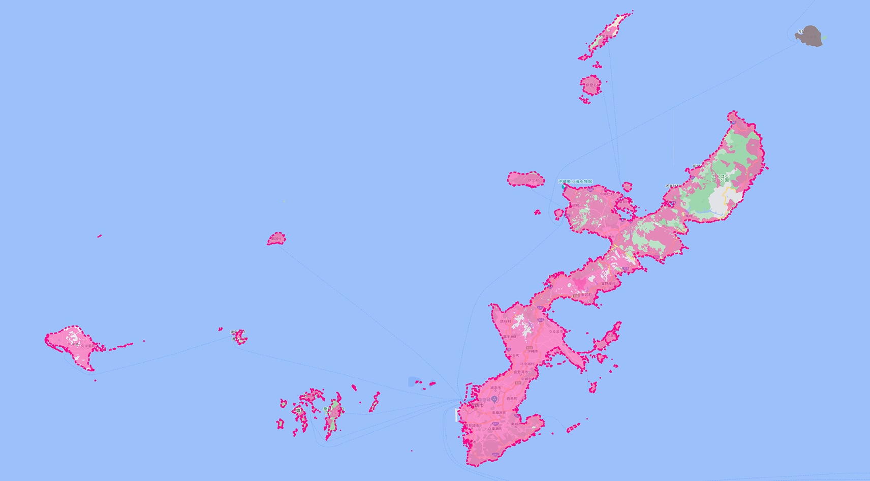 沖縄県のサービスエリアと楽天モバイルショップ情報