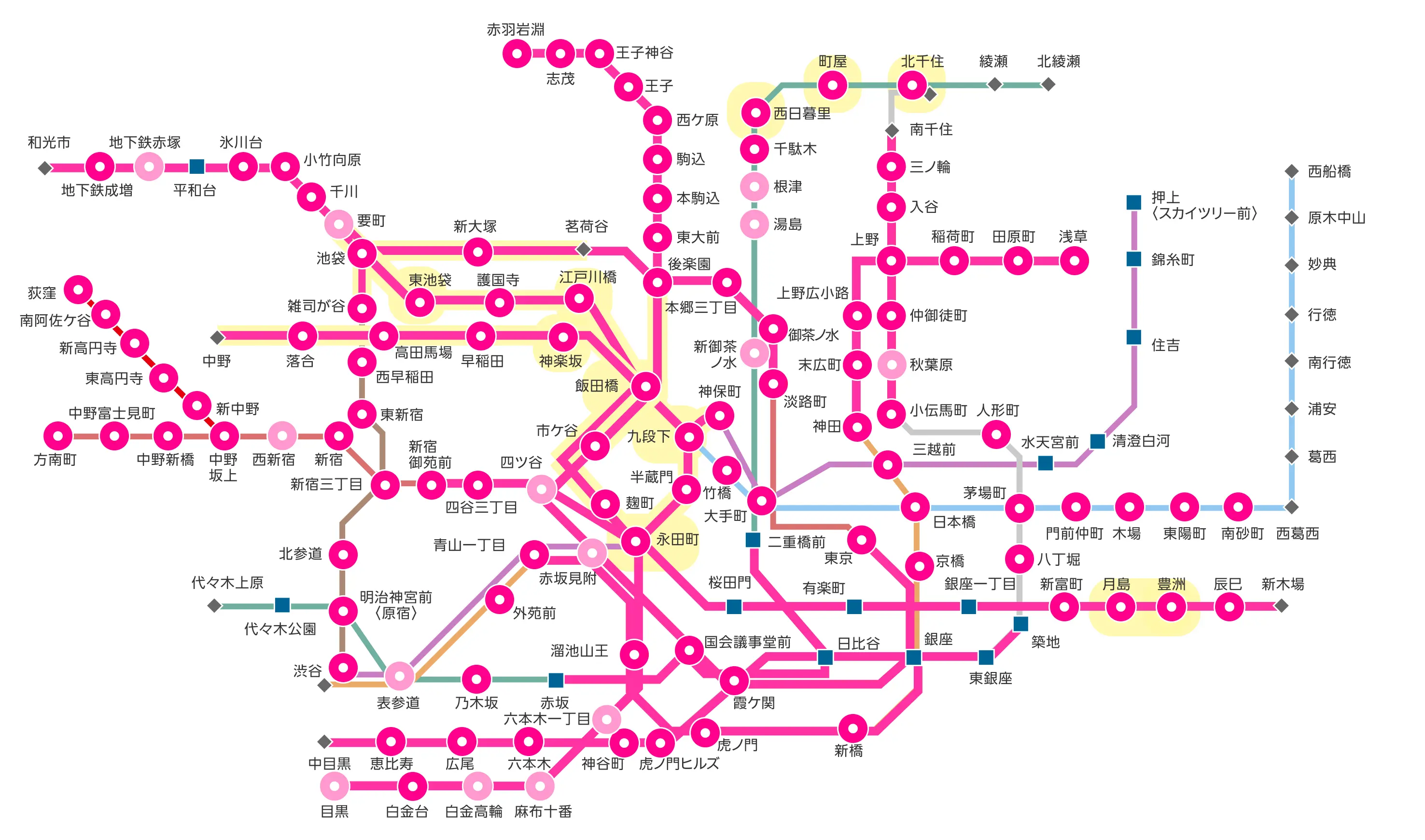 東京メトロ路線図 3月末