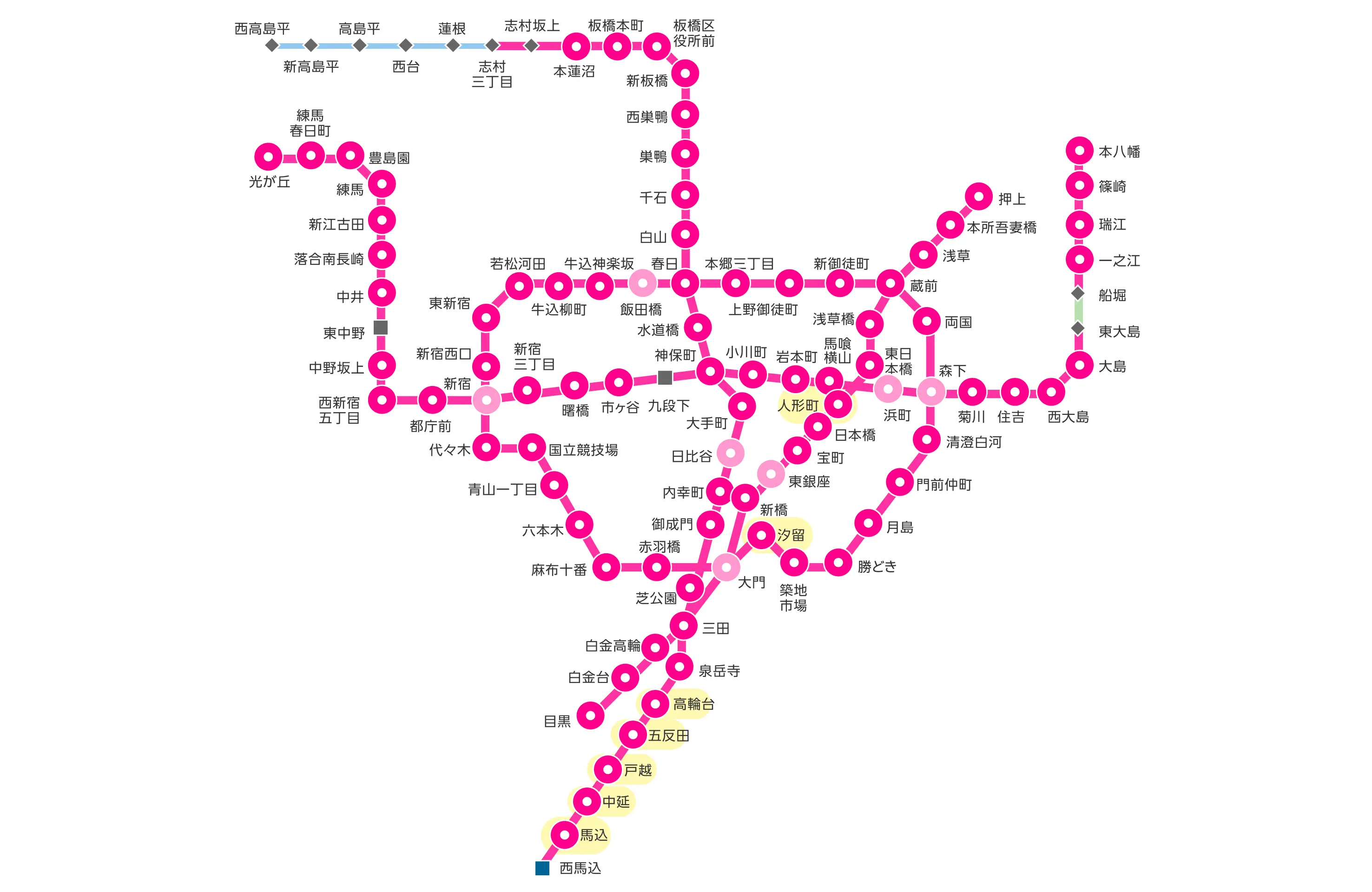 都営地下鉄路線図 3月末