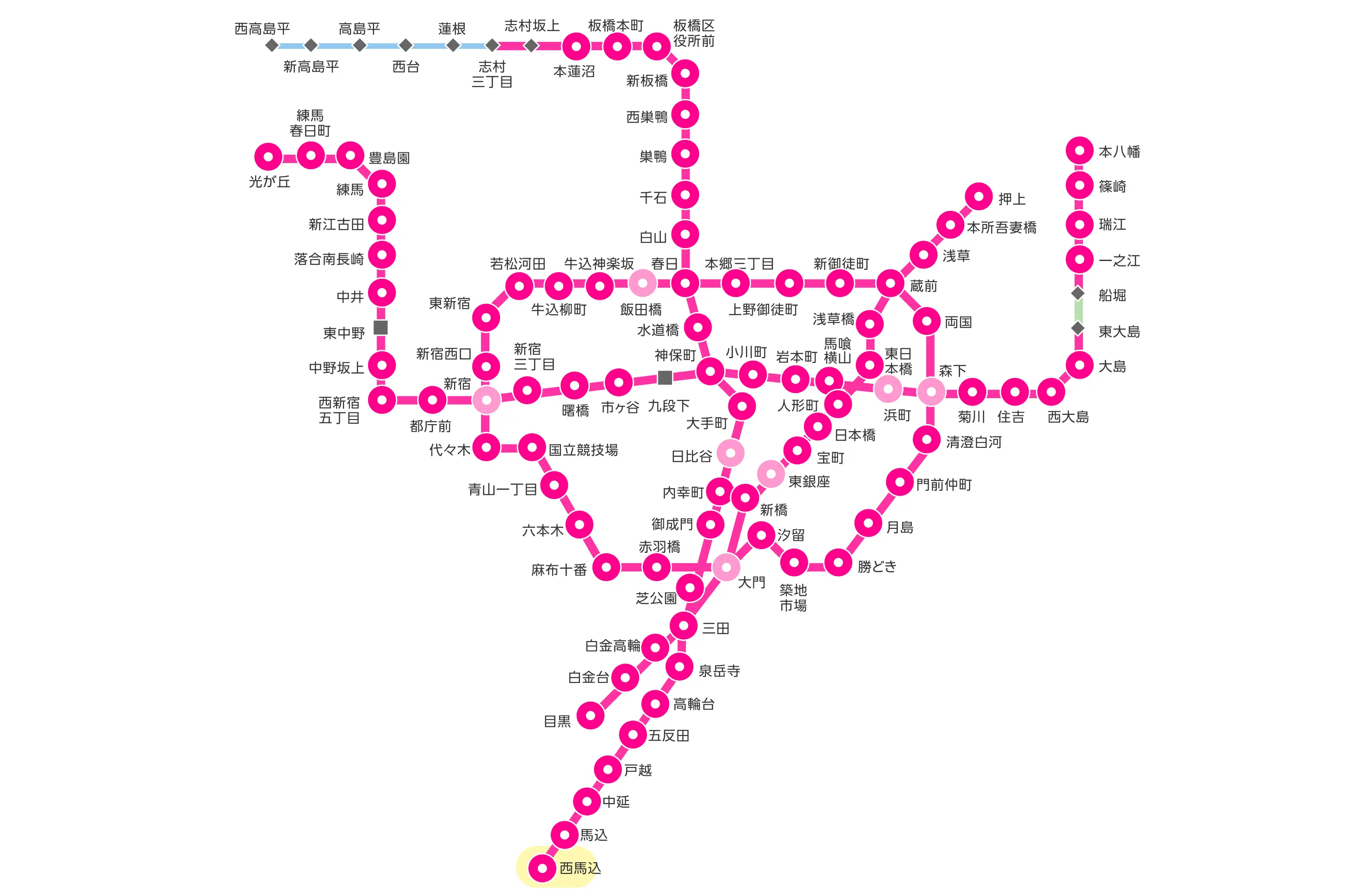 都営地下鉄路線図 7月末