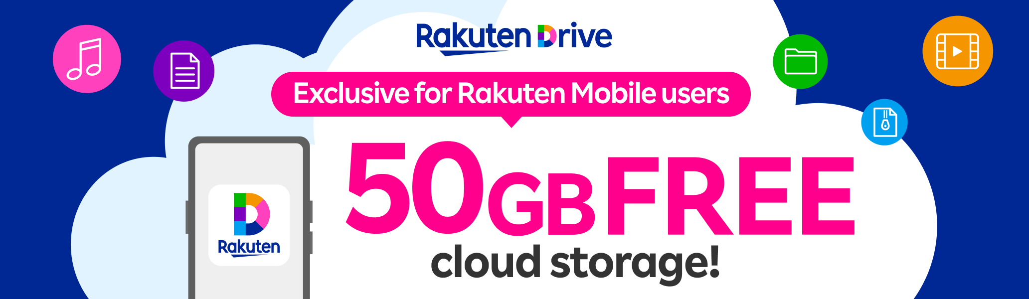 Rakuten Drive: Exclusive for Rakuten Mobile users. 50GB FREE cloud storage!