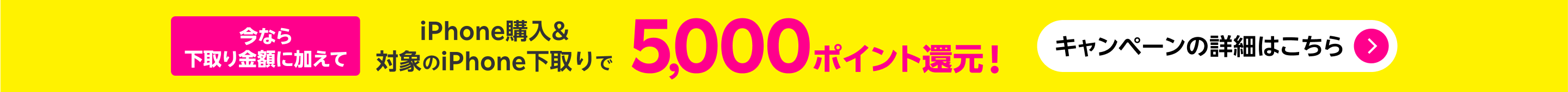 今なら下取り金額に加えてiPhone購入&対象のiPhone下取りで5,000ポイント還元！