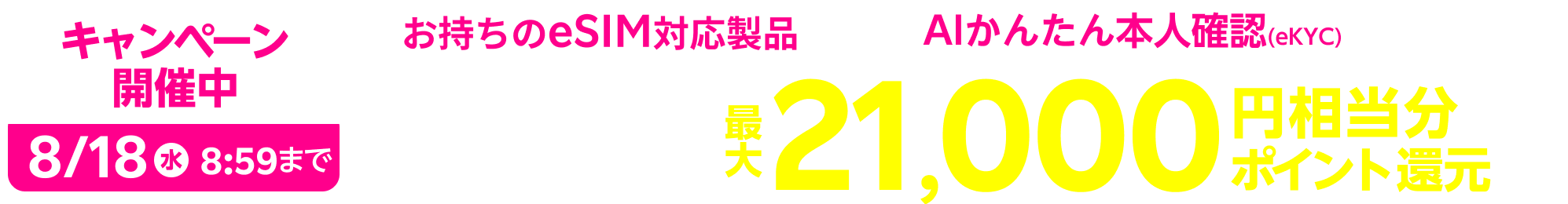 お申し込み後 約5分で乗り換え Esim Ekycで最大21 000円相当分ポイント還元 キャンペーン 特典 楽天モバイル