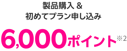 製品購入&初めてプラン申し込み 6,000ポイント※2