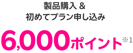 製品購入&初めてプラン申し込み 6,000ポイント※1