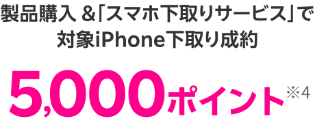 製品購入 &「スマホ下取りサービス」で対象iPhone下取り成約 5,000ポイント※4