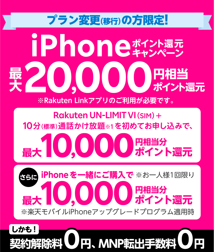 iPhone発売記念キャンペーン最大20,000円相当ポイント還元
