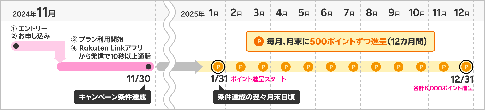 6,000ポイント進呈時期の具体例