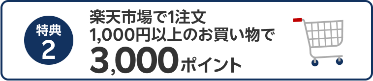 楽天市場で1注文1,000円以上のお買い物で3,000ポイント