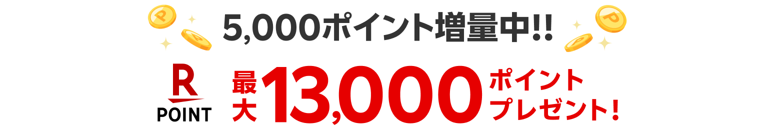 5,000ポイント増量中！！ 最大13,000ポイントプレゼント！