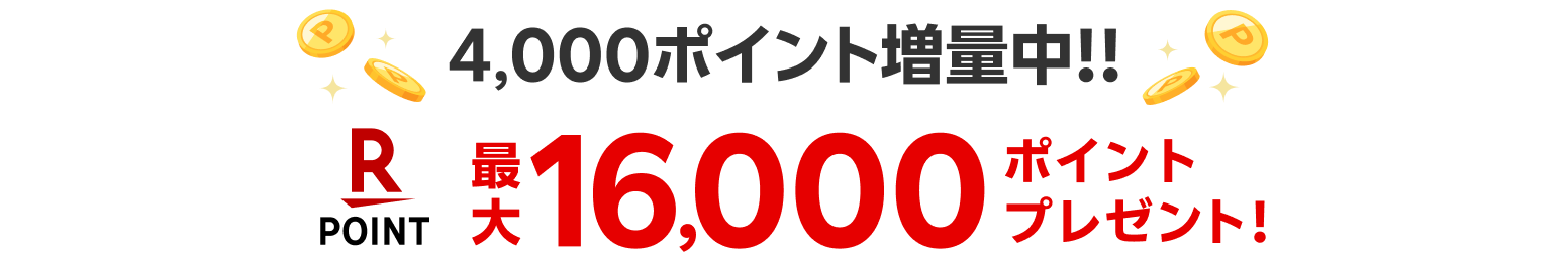 4,000ポイント増量中！！ 最大16,000ポイントプレゼント！