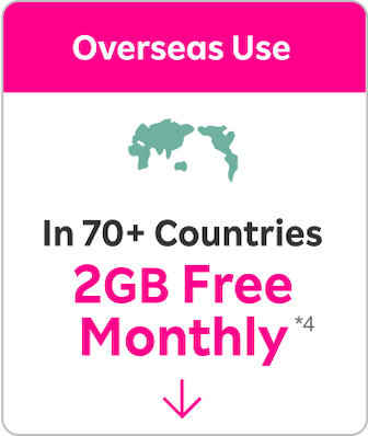 Overseas Use In 70+Countries 2GB Free Monthly *3