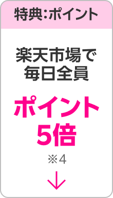 特典：ポイント 楽天市場でポイント5倍※4