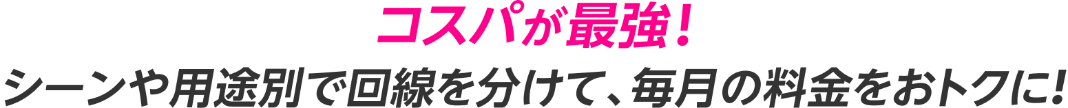 コスパが最強!シーンや用途別で回線を分けて、毎月の料金をおトクに!