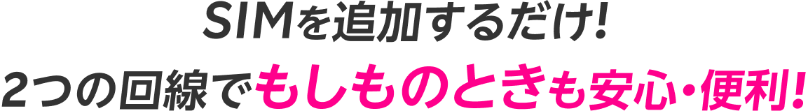 SIMを追加するだけ! 2つの回線でもしものときも安心・便利!