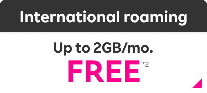 International roaming Up to 2GB/mo. FREE*2