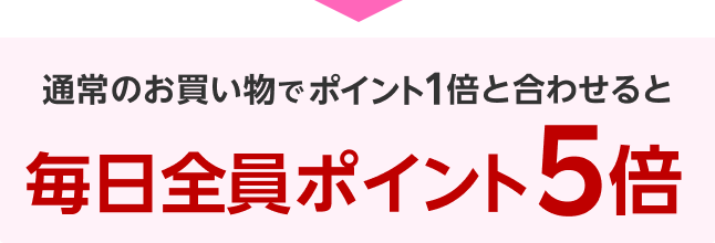 通常のお買い物でポイント1倍と合わせると毎日全員ポイント5倍